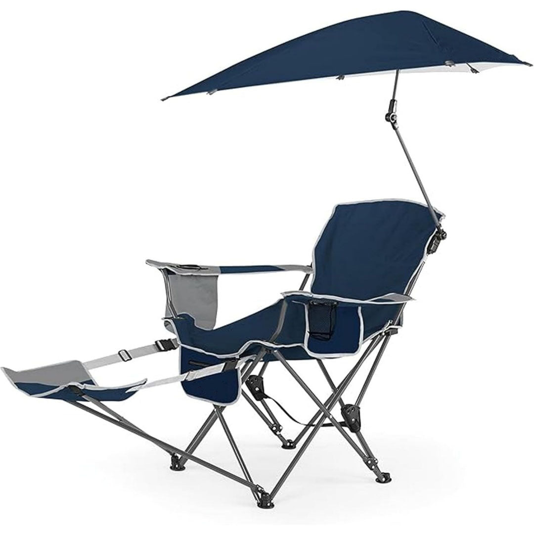 reclinabile sedie da spiaggia a baldacchino blu