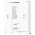 Armadio Armadio con Specchio Antares, Bianco, Armadio Guardaroba con Specchio, 6 An