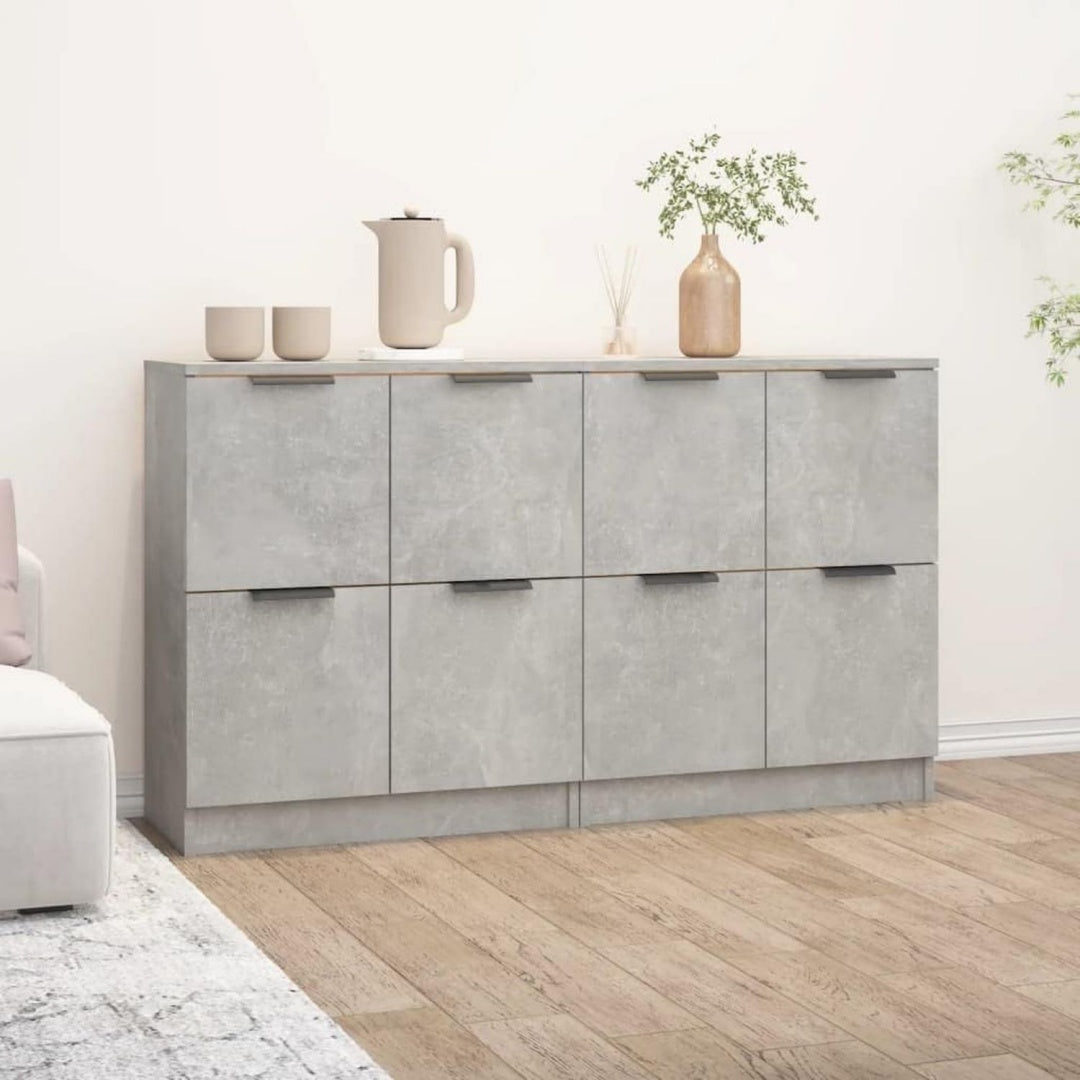 Armadio Casa Giardino,Credenze 2 pz Grigio Cemento 60x30x70 cm Legno Ingegnerizzato 60x30x70 cm