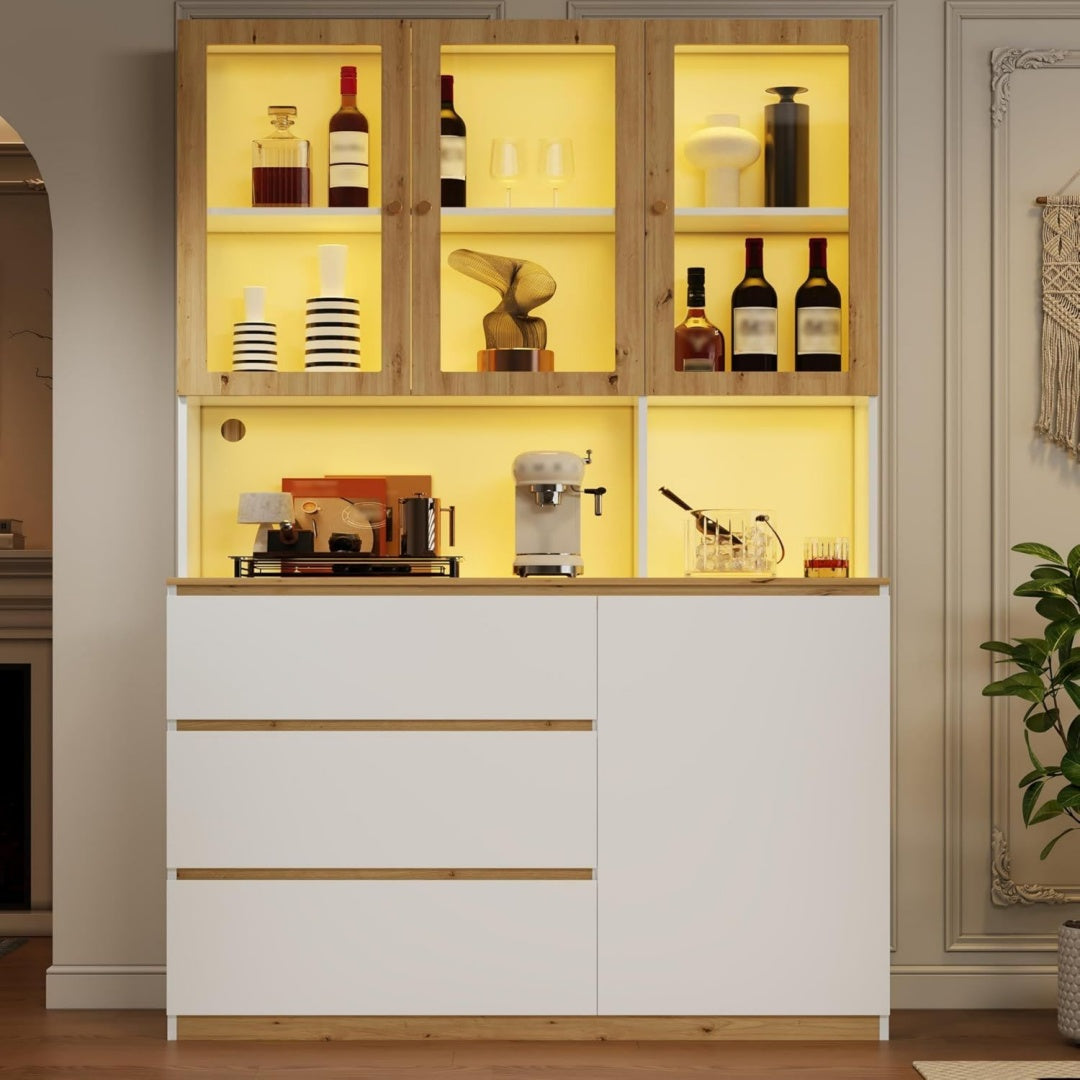 Libreria Vetrinetta, mobile alto 40x120200cm, con piano di lavoro allungato, mobile