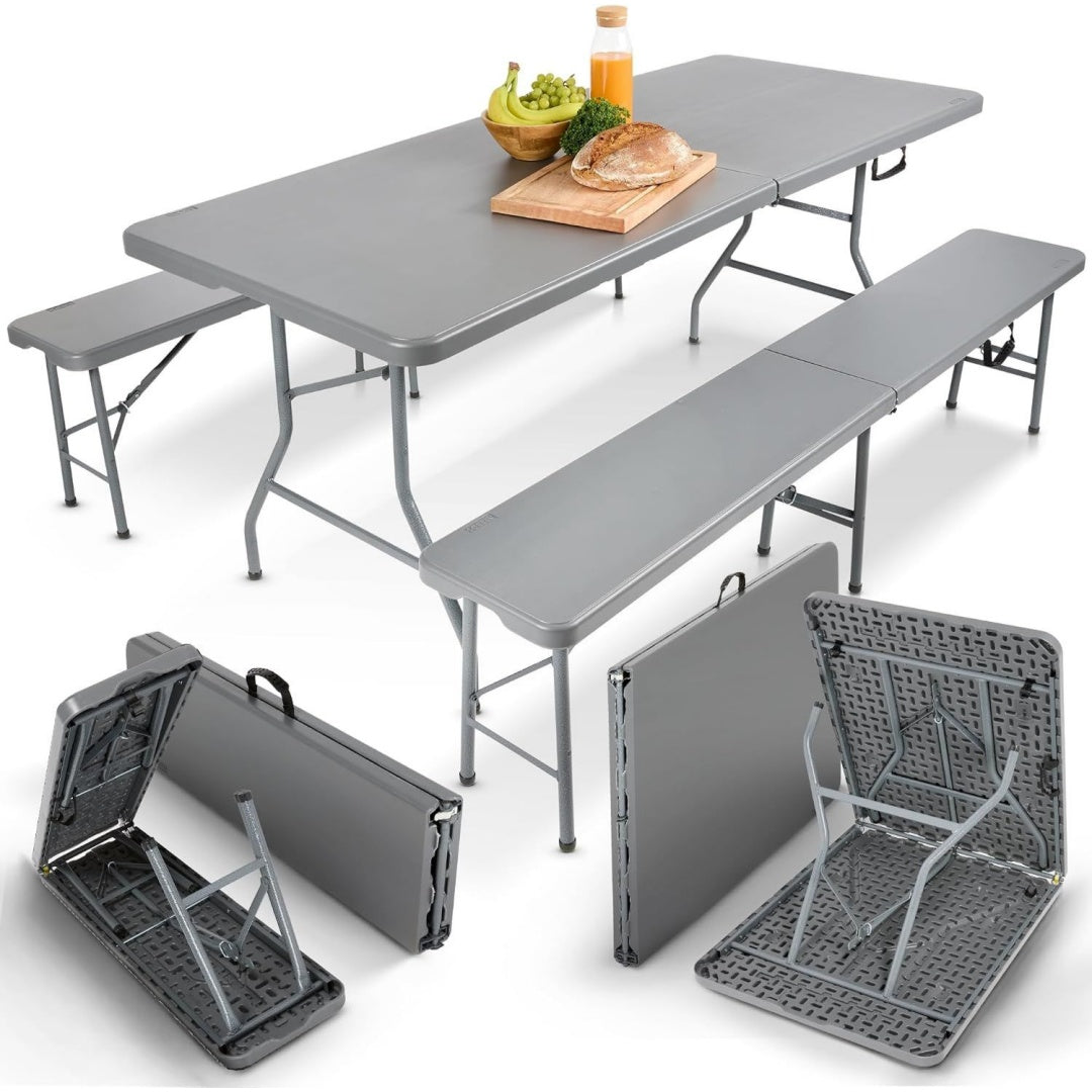 Tavolo AREBOS Set tenda da birra 3 pezzi tavolo + 2 x panca set tenda per intern