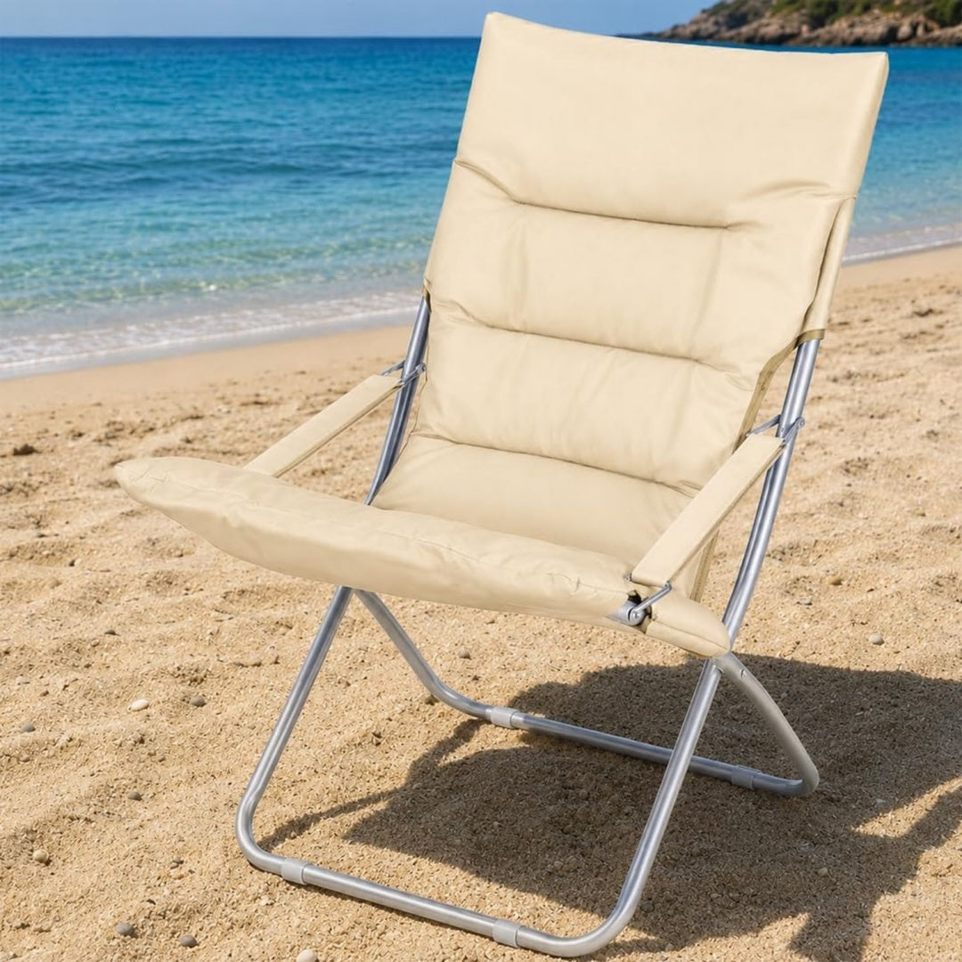 sedie da spiaggia a baldacchino beige alluminio imbottito resistente